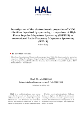 Investigation of the Electrochromic Properties of V2O5 Thin Films