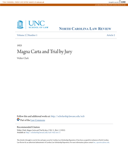 Magna Carta and Trial by Jury Walter Clark