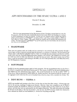 Aips Benchmarks on the Sparc Ultra 1 and 2