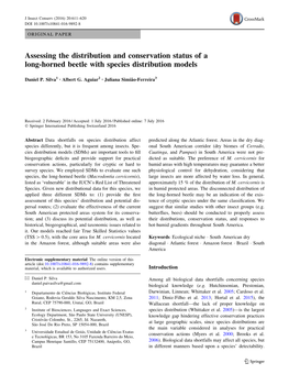 Assessing the Distribution and Conservation Status of a Long-Horned Beetle with Species Distribution Models