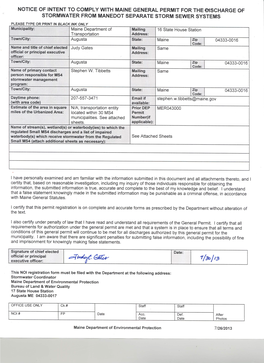 Mainedot 2013 MS4 GP Notice of Intent.Pdf