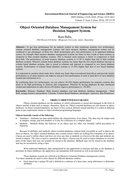 Object Oriented Database Management System for Decision Support System