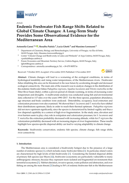 Endemic Freshwater Fish Range Shifts Related to Global Climate Changes: a Long-Term Study Provides Some Observational Evidence for the Mediterranean Area