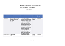 Planning Applications Decisions Issued