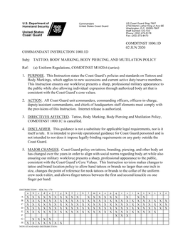 Tattoo, Body Marking, Body Piercing, and Mutilation Policy