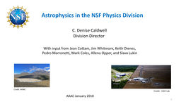 NSF/PHY Programs and Budget Update