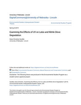 Examining the Effects of UV on Latex and Nitrile Glove Degradation