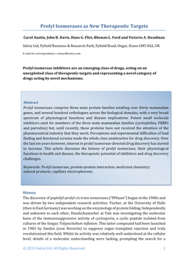 Prolyl Isomerases As New Therapeutic Targets