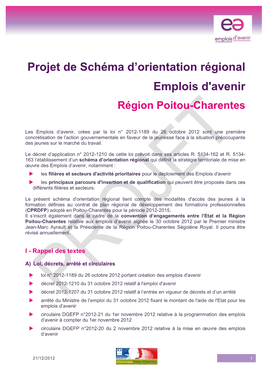 Projet De Schéma D'orientation Régional Emplois D'avenir