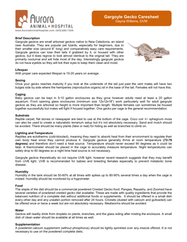 Gargoyle Gecko Caresheet Dayna Willems, DVM