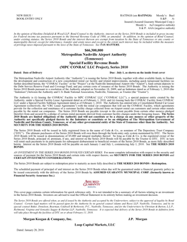 2010 Bonds Is Included in Gross Income for Federal Income Tax Purposes Pursuant to the Internal Revenue Code of 1986, As Amended