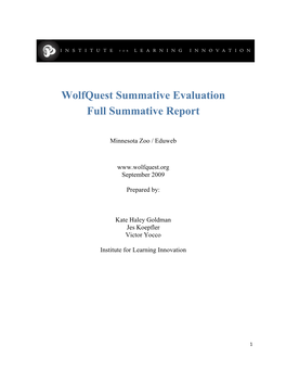 Wolfquest Summative Evaluation Full Summative Report