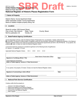 National Register of Historic Places REGISTRATION FORM NPS Form 10-900 OMB No