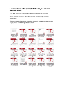 Local Residents Submissions to Milton Keynes Council Electoral Review