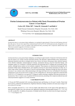 Uterine Leiomyosarcoma in a Patient with Classic Presentation Of