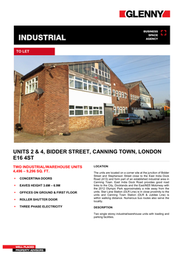 Units 2 & 4, Bidder Street, Canning Town, London E16