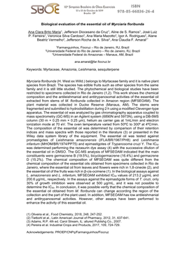 Biological Evaluation of the Essential Oil of Myrciaria Floribunda Ana Clara