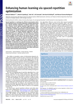 Enhancing Human Learning Via Spaced Repetition Optimization