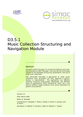 D3.5.1 Music Collection Structuring and Navigation Module