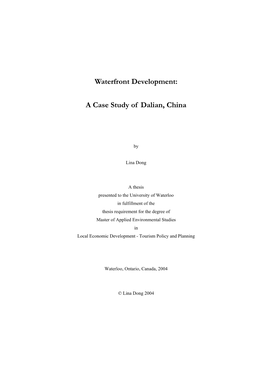 Waterfront Development: a Case Study of Dalian, China