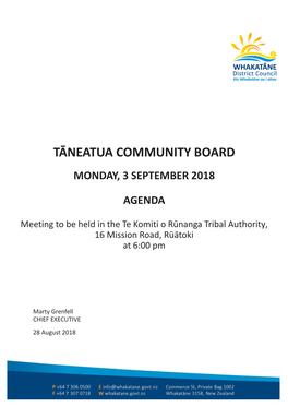 Taneatua Community Board 3 September 2018