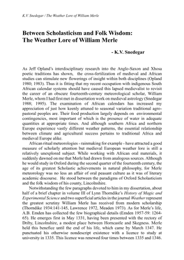 The Weather Lore of William Merle