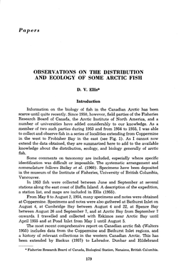 Observations on the Distribution and Ecology of Somearctic Fish