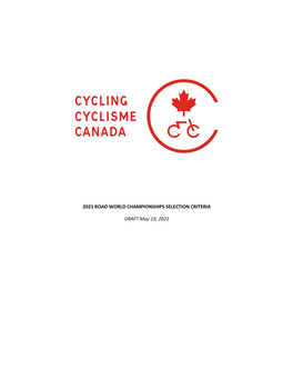 2021 Road World Championships Selection Criteria