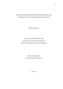 Iii the RELATIONSHIP BETWEEN IRRATIONAL BELIEFS