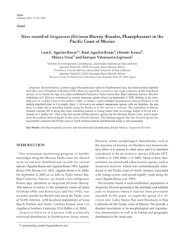 New Record of Sargassum Filicinum Harvey (Fucales, Phaeophyceae) in the Pacific Coast of Mexico