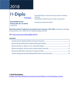 H-Diplo Roundtable, Vol