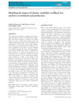 Modeling the Impact of Climate Variability on Black Sea Anchovy Recruitment and Production