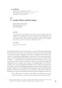 Article JOURNAL of CATALAN INTELLECTUAL HISTORY, Issues 7&8, 2014 | Print ISSN 2014-1572 / Online ISSN 2014-1564 DOI: 10.2436/20.3001.02.87 | P