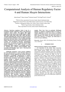 Computational Analysis of Human Regulatory Factor 6 and Human Maspin Interactions