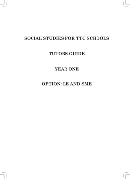 Social Studies for Ttc Schools Tutors Guide Year One Option