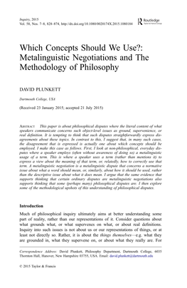 Which Concepts Should We Use?: Metalinguistic Negotiations and the Methodology of Philosophy