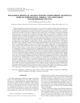 Phylogenetic Revision of the Genus Peltigera (Lichen‐Forming