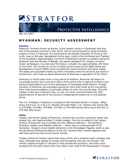 Myanmar: Security Assessment