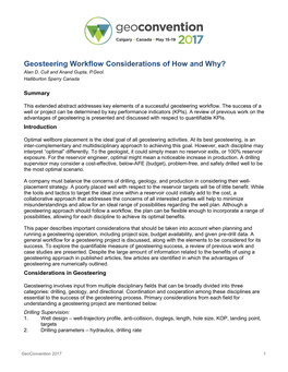 Geosteering Workflow Considerations of How and Why? Alan D