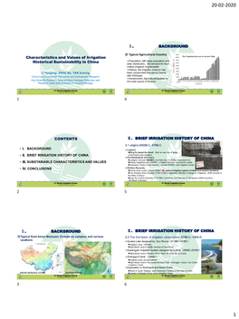 Characteristics and Values of Irrigation Historical Sustainability In