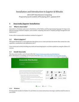 Installation and Introduction to Jupyter & Rstudio