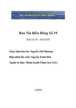 Bản Tin Biển Đông Số 19