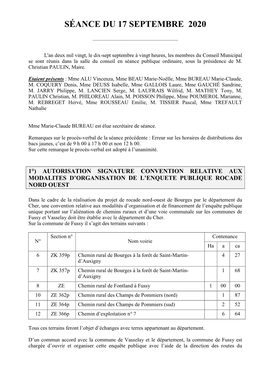 Séance Du 17 Septembre 2020