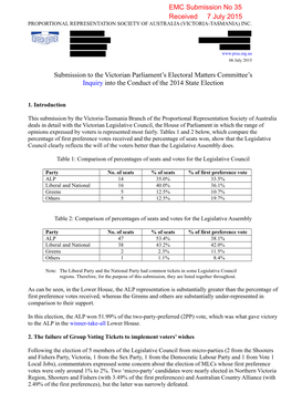 Proportional Representation Society of Australia (Victoria-Tasmania) Inc