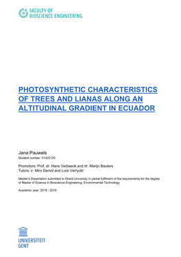 Photosynthetic Characteristics of Trees and Lianas Along an Altitudinal Gradient in Ecuador