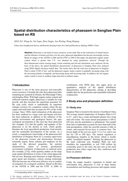 Spatial Distribution Characteristics of Phaeozem in Songliao Plain Based on RS