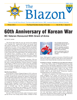 60Th Anniversary of Korean War BC Veteran Honoured with Grant of Arms by Carl A