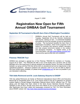 Registration Now Open for Fifth Annual GWBAA Golf Tournament