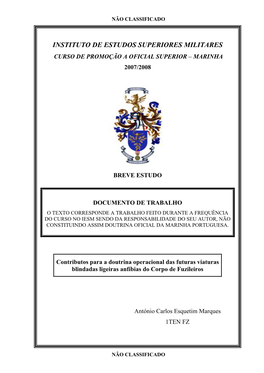 Contributos Para a Doutrina Operacional Das Futuras Viaturas Blindadas Ligeiras Anfíbias Do Corpo De Fuzileiros