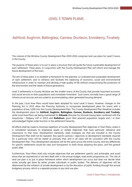 LEVEL 5 TOWN PLANS Ashford, Aughrim, Baltinglass, Carnew